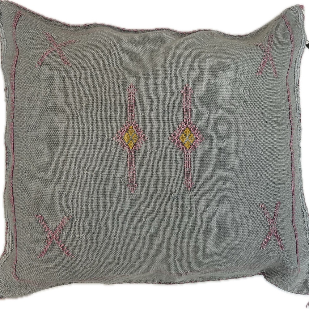 Moroccan cactus silk sabra pillow cover blue-gray 19x21